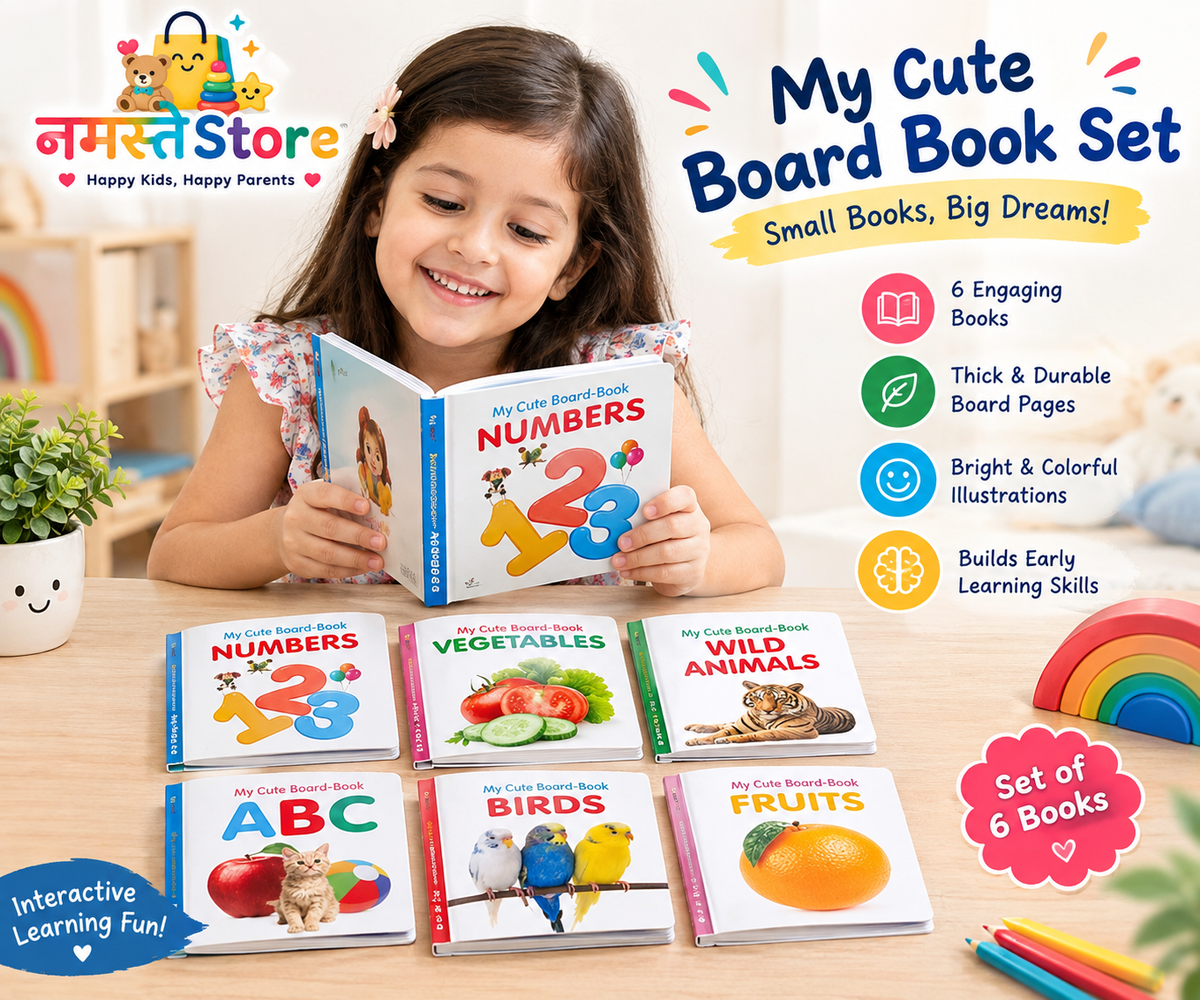 Board Book Set – 6-in-1 Early Learning Books for Kids | ABC, Numbers, Fruits, Animals & More