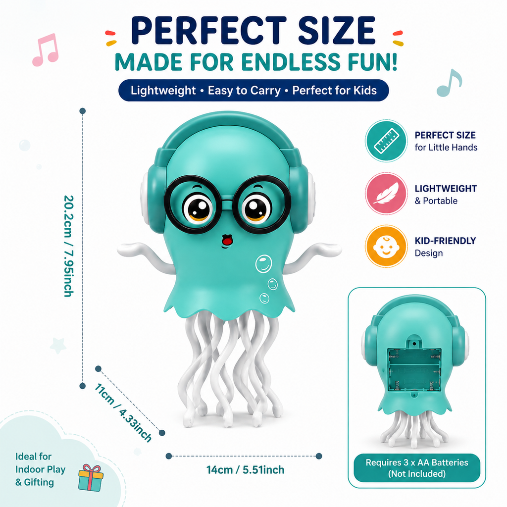 Dancing Jellyfish Toy – Light-Up Musical Bump & Go Toy