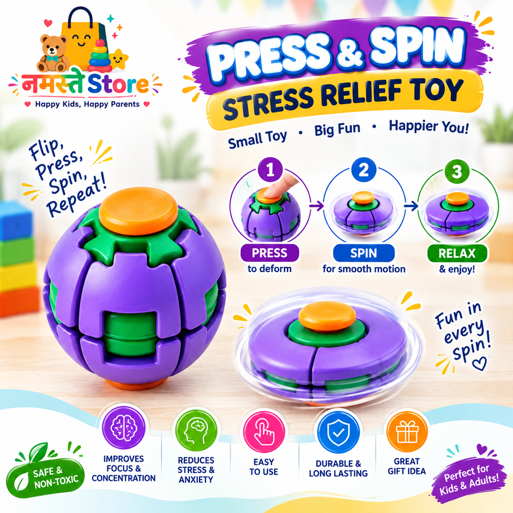 3D Spin & Press Fidget Ball – Fun Sensory Toy for Kids & Adults