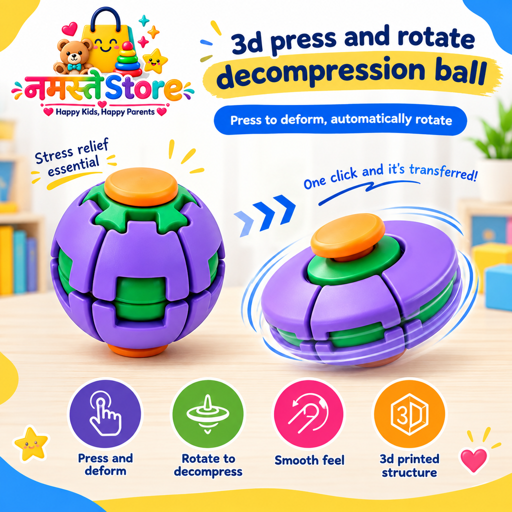 3D Spin & Press Fidget Ball – Fun Sensory Toy for Kids & Adults