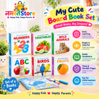 Board Book Set – 6-in-1 Early Learning Books for Kids | ABC, Numbers, Fruits, Animals & More