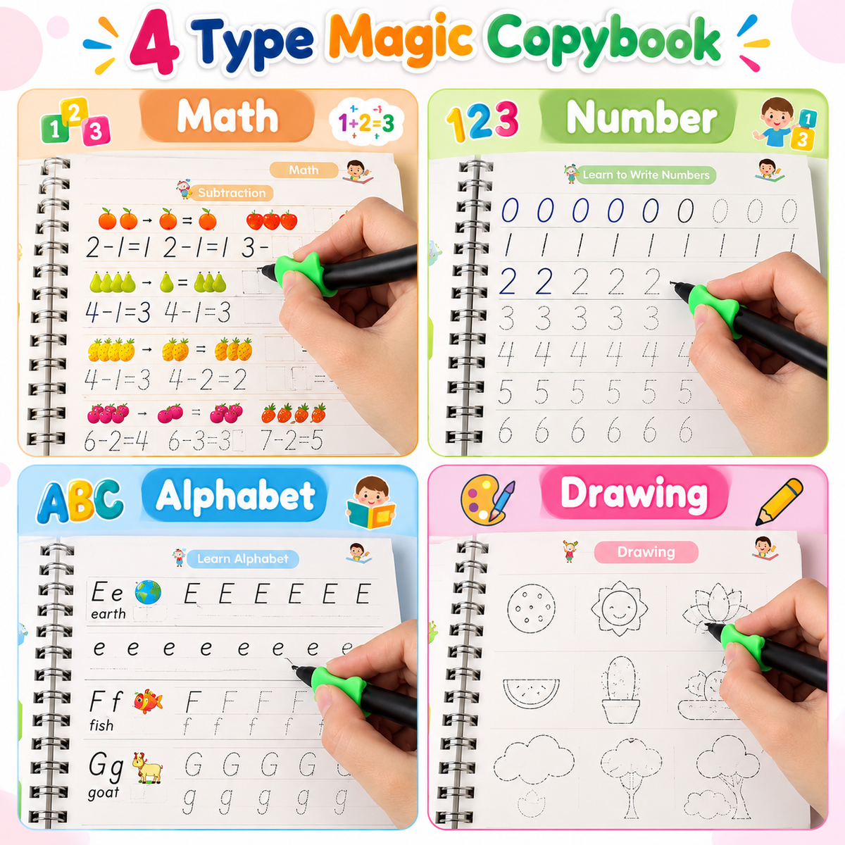 Make Learning Fun with Our 4 Book Magic Copybook Set